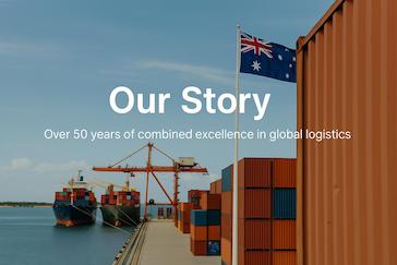 Australian flag flying at container port with cargo ships docked for international freight operations