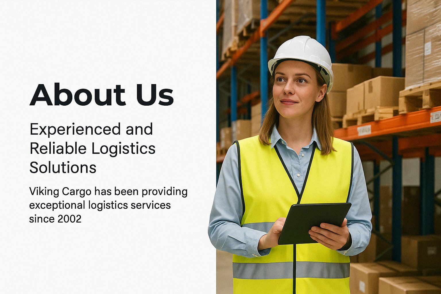 Female warehouse supervisor using a tablet inside a modern logistics facility – representing Viking Cargo’s reliable freight and supply chain services in Australia since 2002.