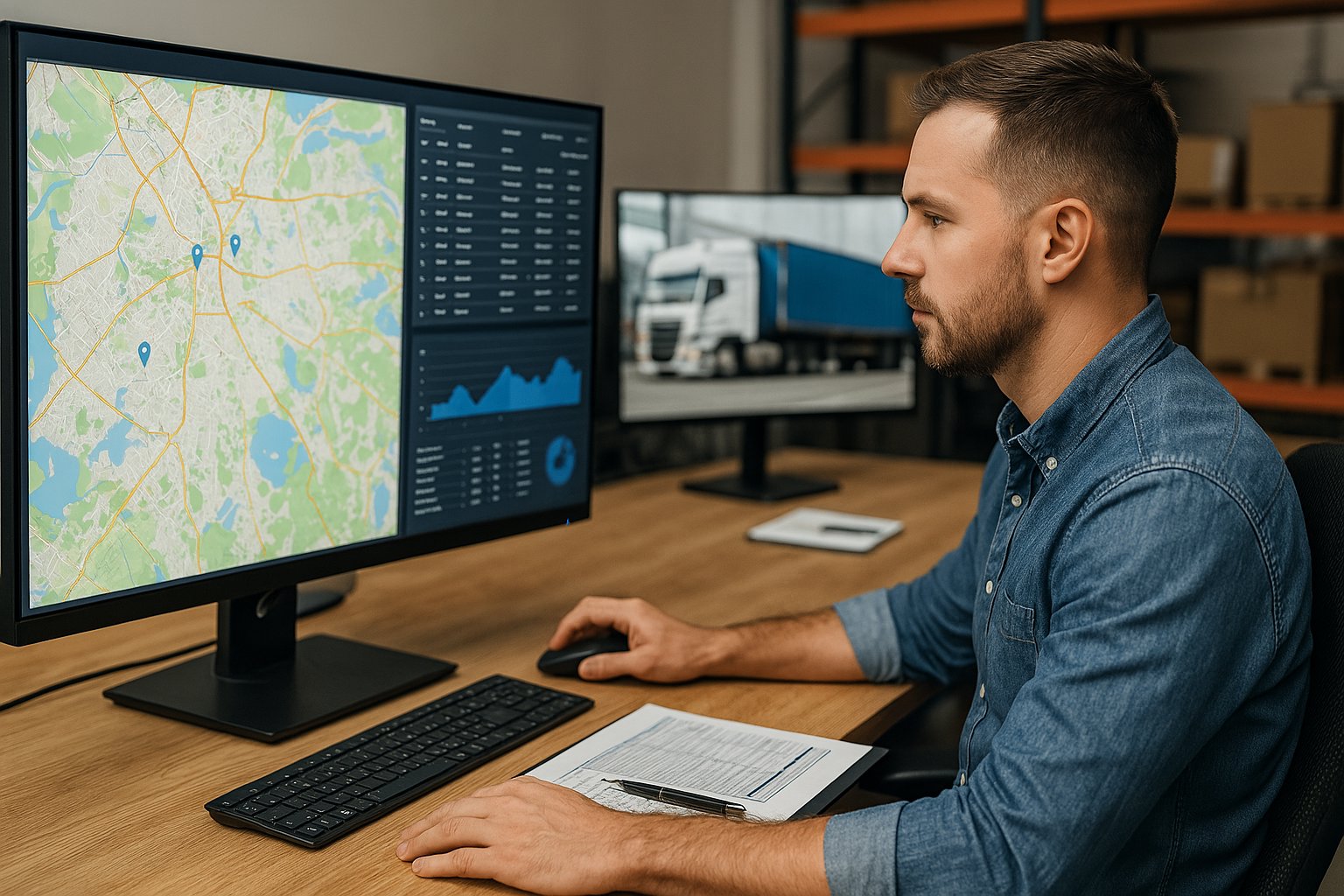 Logistics planner coordinating freight transport routes